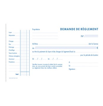 Manifold quittances de loyer - 50 feuillets tripli autocopiants