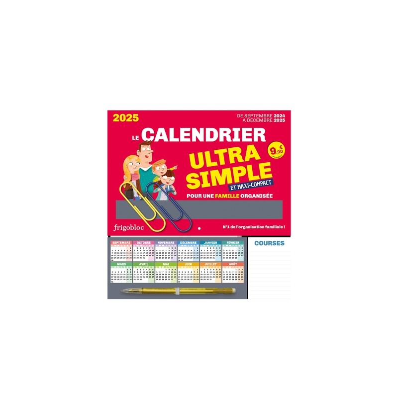 Le Calendrier Ultra Simple Maxi-Compact - Frigobloc - Septembre 2024 à décembre 2025