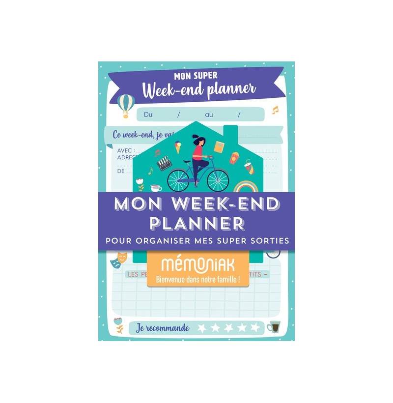 Mon week-end planner pour organiser mes super sorties Mémoniak - bloc aimanté 52 listes à compléter